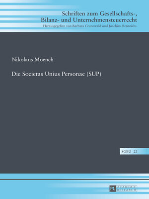 cover image of Die Societas Unius Personae (SUP)